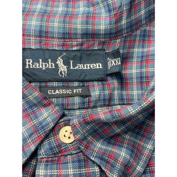 Ralph Lauren Blue Red‎ Checked Classic Fit Button Down XXL - Picture 6 of 6